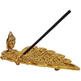 Purpledip 12639C Räucherstäbchenhalter aus Metall, Agarbatti-Ständer, Buddha auf Blatt