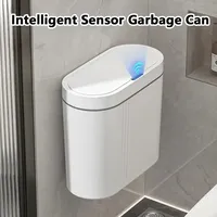 Intelligenter Wandabfalleimer Mit Infrarot-induktionsdeckel, Schnell Reagierendem Sensor, Batteriebetrieben, Weiß.