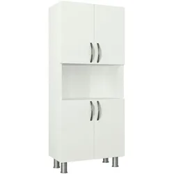 Dmora Großer Mehrzweckschrank Dgrazian, Multifunktionale Möbel, Schuhschrank, Besenschrank, 60x30h140 cm, Weiß