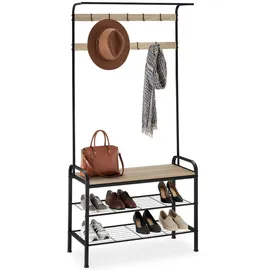 Tectake Garderobenständer Wichita 73,5 x 36 x 184 cm Braun
