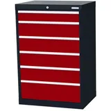 Bedrunka+Hirth Schubladenschrank Profi, Schubladen 1x100 + 4x150 + 1x200 mm, HxBxT 1.019 x 680 x 500 mm, anthrazitgrau/rubinrot