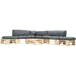 vidaXL 6-tlg. Garten-Paletten-Sofagarnitur mit Grauen Kissen Holz