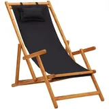vidaXL Strandstuhl Klappbar Eukalyptus Schwarz