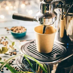 BIOZOYG 100 Stück Kaffeebecher mit passenden Pappdeckeln 150ml / 6oz Einwegbecher Pappbecher Kaffeetassen ungebleicht kompostierbar nachhaltig