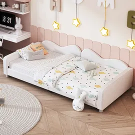 XDOVET Kinderbett Polsterbett 90 x 200 cm Teddystoff weiß