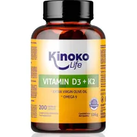 Vitamin D3 K2 | 200 Flüssigkapseln mit Omega 9 und Nativem Olivenöl Extra, Vitamin D3 2000 ui und Vitamin K2 MK7 | Vitamin D 3 | Vitamin K 2 | Vitamin Kapseln | Vitamin D3 + K2