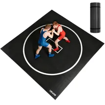 Vevor Kampfsportmatte 3 x 3 m für Workouts im Heim-Fitnessstudio, wasserfeste aufrollbare Trainingsmatten Fitnessmatte für Gymnastik Tatami Jiu-Jitsu MMA Judo Boxen, Sportmatte Yogamatte Schwarz
