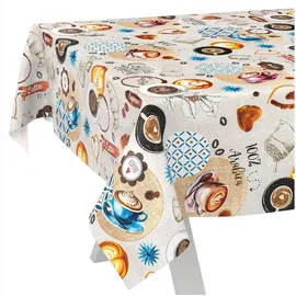 ANRO Wachstuchtischdecke abwaschbar Coffee Time 120 x 140 cm Braun