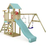 Wickey Spielturm MultiFlyer Light mit Schaukel und Rutsche Pastellblau