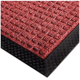 Floordirekt Türmatte Diamond | Scrubber-Struktur | Rutschhemmende Fußmatte | Rot
