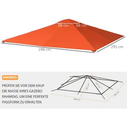 Outsunny - Pavillondach - 2,98 x 2,95 m - orange