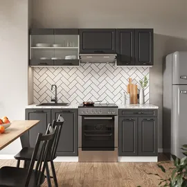 Vicco Küchenzeile R-Line 200 cm Anthrazit/Weiß