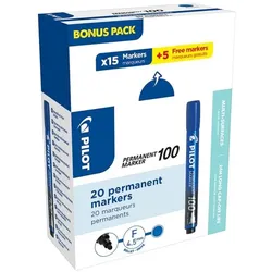 Pilot 20er-Pack Permanentmarke »100« blau