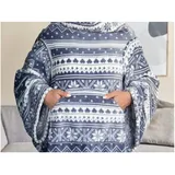 Dekor Kuscheldecke mit Ärmeln - Wintermotiv Blau-Weiß