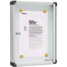 ARREGUI PAN52 Schaukasten aus Aluminium für 1 DIN A4 Blatt | Rostfreier Schaukasten Magnetischer Infokasten mit Schlüssel Infoboard Infotafel 8 Magnete inkl. 40 x 30 x 5 cm silber