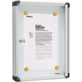 ARREGUI PAN52 Schaukasten aus Aluminium für 1 DIN A4 Blatt | Rostfreier Schaukasten Magnetischer Infokasten mit Schlüssel Infoboard Infotafel 8 Magnete inkl. 40 x 30 x 5 cm silber