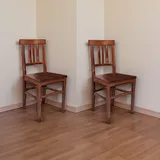 2er Set Wohnzimmer- Oder Küchenstühle, Landhausstil, Buche Massiv, Cm 44x44,5h89, Nussbaumfarbe - Dmora