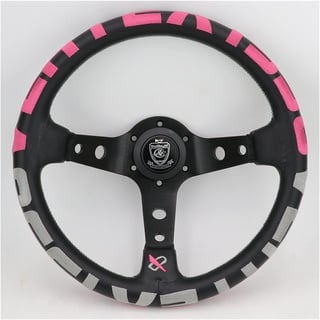 Rote Stickerei Vertex Echtes Leder Drift Sport Lenkräder Sportlenkrad (Color : Pink)