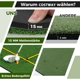 lifezeal Golf Abschlagmatte inklusive Gummi Tee, Zusammenrollbar, 6 Abschlagpositionen & 2 Ausrichtungsstäbe, Golfmatte mit Tees, Löchern und 2 Ausrichtungsstöcken, faltbare und Outd...
