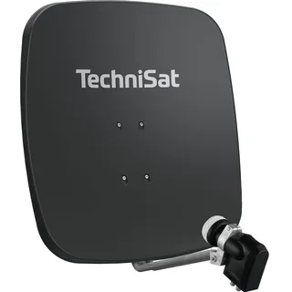 TechniSat SATMAN 65 PLUS - Satellitenschüssel mit LNB (65 cm Sat Anlage mit Masthalterung und 40mm Universal-Quattro-LNB, Multischalter wird benötigt) grau