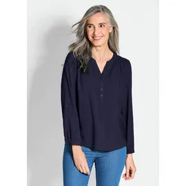 GOLDNER Elegante Viskosebluse mit V-Ausschnitt Blau 42