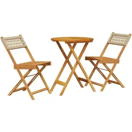 vidaXL 3-tlg. Bistro-Set Beige Poly Rattan und Massivholz