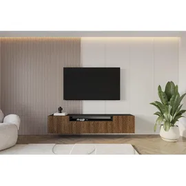 altdecor Zeno Lowboard 200 cm Schwarz/Eiche Wotan Holzwerkstoff
