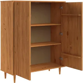 INOSIGN Highboard »Malmedy Front mit gefrästen Rillen« Kommode Midischrank aus massivem Kiefernholz, Push-to-open, B 100 cm beige