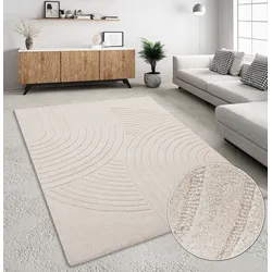 Wollteppich »Gabbo Design, Handweb Teppich, reine Wolle, handgewebt«, rechteckig, 14 mm Höhe, Hoch-Tief-Effekt, reine Wolle, Scandi-Look, Naturfaser, Handarbeit, 36520655-4 natur 14 mm