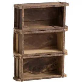 Woodkings Woodkings® Wandregal Ziegelform 3er Altholz Wandderoration Aufbewahrungsbox Backsteinform rustikal mit Metallbeschlägen Holzbox Wandboard Shabby Geschenkidee Regal Gewürzregal