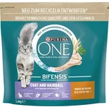 Purina One Katzenfutter Coat & Hairball Reich an Huhn 1,4 kg  Katzenfutter