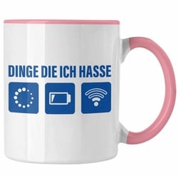 Trendation Tasse Trendation – Dinge Die Ich Hasse Tasse Lustige Nerd Kaffeetasse Wlan Akku Loading 5. 6. 7. Geburtstag rosa