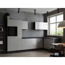 Respekta Winkelküche L-Form 310 cm Grau Weiß