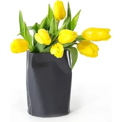 Cmielow Design Studio Gebogene Vase niedrig graphitfarbig