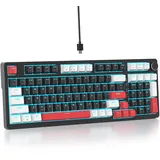 SbocKeeb 96% Cremig Mechanische Gaming Tastatur Mit Ziffernblock, RGB-Mechanische Full, Hot-Swap-fähige, Verkabelte, Amerikanische QWERTY für Gamer im Büro 98 Black