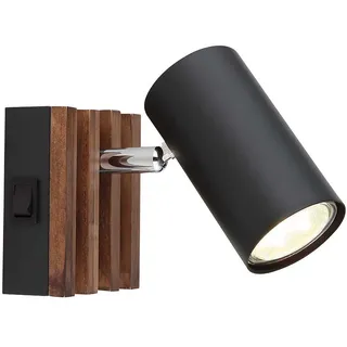 GLOBO Wandleuchte Wandlampe Wohnzimmerleuchte Holzlampe verstellbar GU10 schwarz matt