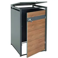 Mendler XL 1er/2er-Mülltonnenverkleidung HWC-J82, Mülltonnenbox, Metall 38kg, anthrazit Kirsche-Holzoptik