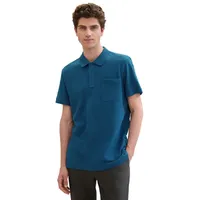 Tom Tailor Herren Basic Poloshirt mit Struktur, Moss Blue,