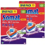 Somat All in 1 Extra Spülmaschinen Tabs (2x90 Tabs), Geschirrspül Tabs für strahlende Sauberkeit auch bei niedrigen Temperaturen, bekämpfen selbst verkrustete Rückstände