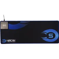Hyrican Mauspad "Striker Qi Mauspad ST-MP15 inkl. 10W QI-Charger Micro-USB", blau (blau, schwarz, weiß), B/H/L: 29,5cm x 0,4cm x 77cm, Mauspads, integriertes kabelloses Ladegerät