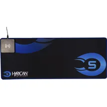 Hyrican Mauspad "Striker Qi Mauspad ST-MP15 inkl. 10W QI-Charger Micro-USB", blau (blau, schwarz, weiß), B/H/L: 29,5cm x 0,4cm x 77cm, Mauspads, integriertes kabelloses Ladegerät