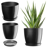 Kadax Blumentopf, Pflanzkübel mit Untersetzer, Blumenkübel für Innen, eleganter Pflanztopf aus Kunstsoff "Agen", Topf