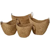 Deco 79 Antik Kolonial Designer Weidenkorb Metall 4er Set, Wasserhyazinthe Eisen, Braun, 14", 16", 19", 21"
