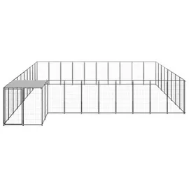 vidaXL Hundezwinger Schwarz 25,41 m2 Stahl - Überdachung (3082240)