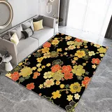 Teppich Wohnzimmer Japanische Pflaumenblüten Kirschblüten Teppich Schlafzimmer Teppich Weich Esszimmer Teppich, Kurzflor Outdoor Teppich, Waschbarer Teppiche, Rutschfest Teppich, 140 x 200 cm