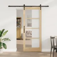 vidaXL Schiebetür mit Beschlägen Set 83x202 cm Vollholz Kiefer