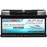 Electronicx Marine Edition Batterie AGM 120 ah 12V Boot, Schiff Versorgungsbatterie