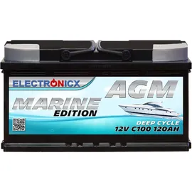 Electronicx Marine Edition Batterie AGM 120 ah 12V Boot, Schiff Versorgungsbatterie
