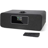 MS3 Stereo WiFi Internetradio mit Spotify (DAB+ Digitradio,UKW,Bluetooth,USB Ladegerät,AUX-IN,Radiowecker,Holzoptik,Farbdisplay,20 Watt, Fernbedienung,Netzteil) - Schwarze Eiche