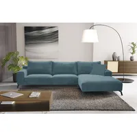 WERK2 Ecksofa »Faro L-Form«, XXL Design Ecksofa mit hohem Komfort in trendigem Cord & Samtvelours blau